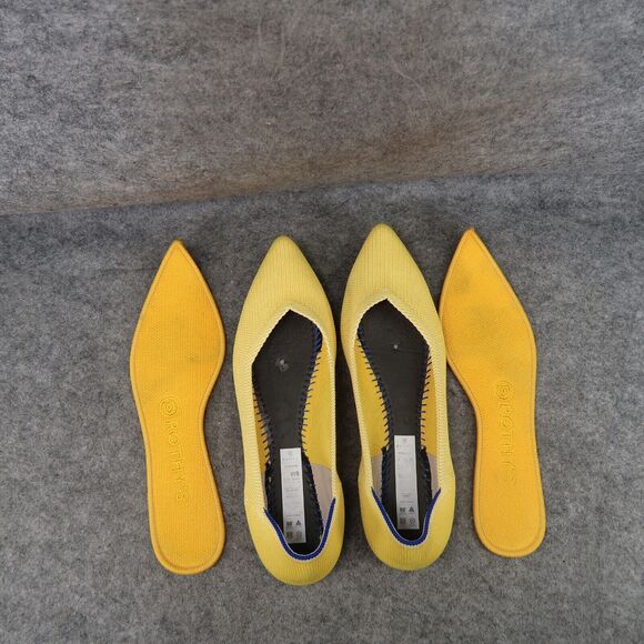 Rothy's Shoes Womens 8 Ballet Flat The Point Slip On Yellow Classic Comfort Knit - Picture 13 of 16